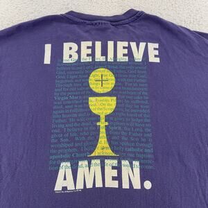 Vintage Proud To Be A Catholic Shirt Mens XL Purple Faith 90s Jesus Amen
